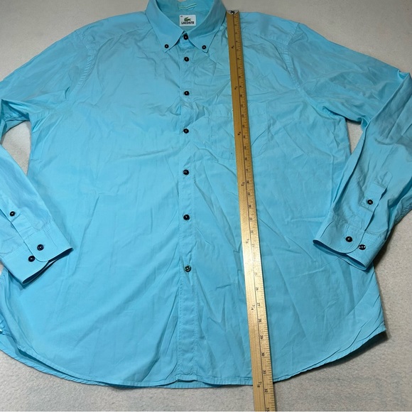 LACOSTE Mens Long Sleeve Button Down Shirt Aqua Blue Size 45 / XXL US - Picture 10 of 11